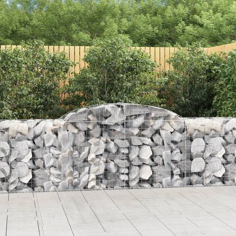 Paniers à gabions arqués 4 pcs  Mur en gabion Clôture de gabion 300x50x80/100 cm fer galvanisé 91248