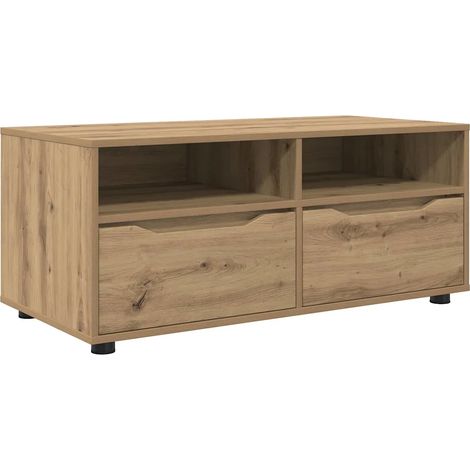 Mobile TV rettangolare moderno con pratico spazio portaoggetti 100 x 48 x 43 cm in legno multistrato rovere artigianale 020054670