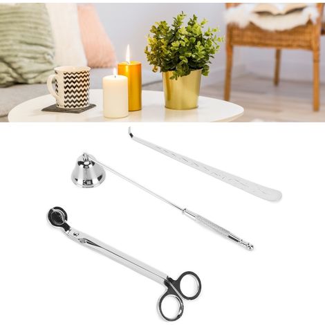 Kerzenschneider-Set (3-teilig): Kerzenschneider, Kerzenspitze, Kerzendocht und Geschenktüte für Kerzenliebhaber (silber). (1/5)