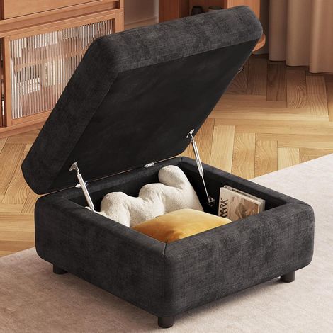 Sitzhocker mit Stauraum, gepolsterte Ottomane mit Deckel, Hocker für Wohnzimmer, Schlafzimmer, Flur (1/5)