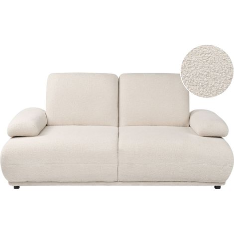 Divano a 2 posti con braccioli e schienale regolabili Gambe in legno Divano moderno Bouclé Bianco sporco Nacka