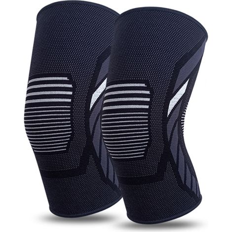 Genouillère De Compression - 2 Pièces - Pour Course À Pied Et Entraînement - Taille Unique Adaptative - Nylon Élastique Avec Ligne En Silicone (1/5)