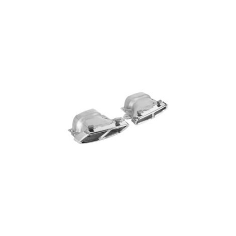 Adatto per terminali di scarico quadrupli in acciaio inox, confezione da 2 pezzi, per Mercedes-AMG A45 W176 CLA45 C117 2013-2018 (argento cromato).