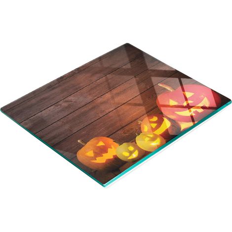 Tagliere e vassoio decorativo in vetro con motivo zucche di Halloween, 60x52 cm. (1/5)