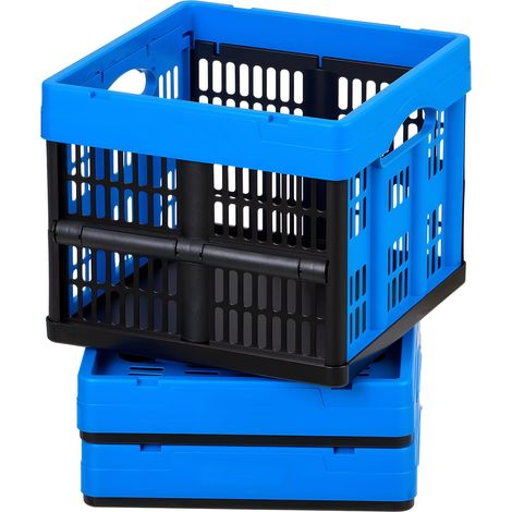 Caisses de rangement pliables en plastique, lot de 3, 25 L, bacs empilables avec poignées, supporte 10 kg, boîtes robustes gain de place pour organisation maison (1/5)