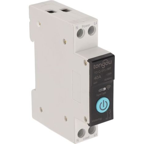 Disjoncteur sur Rail Din Commutateur WIFI Intelligent Télécommande pour Téléphone Portable sans Fil 3 Modes de Synchronisation Fonction pour Appareils Ménagers Convient pour la Maison(40A) (1/5)