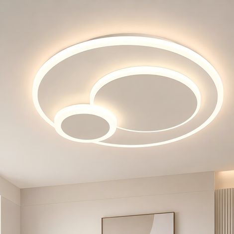 Plafoniera LED rotonda 23 W 2300 lm, 30×30×7 cm, 3 anelli luminosi, 3 temperature colore, in alluminio e silicone, bianca (1/5)