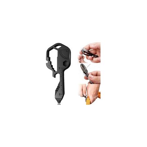 Outil Clé Multifonction 24 en 1 en Acier Inoxydable, Ouvre-Bouteille et Décapsuleur Portable Mini pour Extérieur, Camping et Bricolage, Noir (1/4)