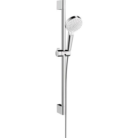 hansgrohe Crometta Brauseset 100mm Vario EcoSmart plus mit Brausestange 650mm 5,7l/min Weiß/Chrom
