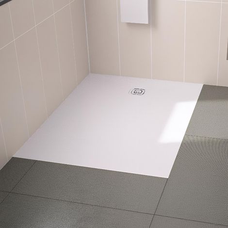 Receveur KINEDO Kineone 120x70 blanc texture granit avec grille assortie