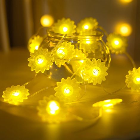 Guirlande Lumineuse En Forme De Tournesol - 30 LED - 300 cm - Alimentation Par Piles - Télécommande Incluse - Pour Décoration Intérieure Et Extérieure (1/5)