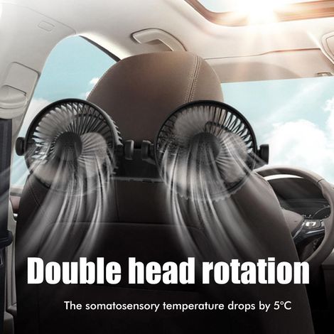 Ventilateur de Siège Auto 12V 24V Double Tête 3 Vitesses Refroidisseur Arrière avec Chargeur USB 5V pour Appuie-tête (1/5)