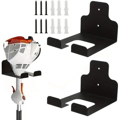 Support mural pour outils de jardin, crochet pour débroussailleuse et tondeuse, rangement garage, lot de 2 (1/5)