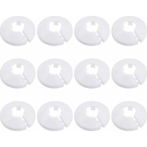 12 Pcs Cache Tuyau, Cache Tuyau Plomberie Collier Radiateur, Manchon Radiateur pour Tuyau Rosace Ronde Blanche Diamètre de 15 mm (Blanc) (1/5)