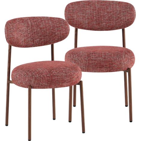 Chaise en tissu acajou chiné et pieds en métal effet bois Janis (lot de 2)