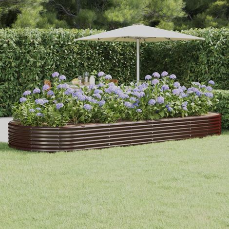 Hochbeet Verzinkter Stahl 373x140x36 cm Braun