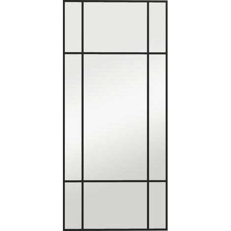 Specchio da Parete Stile Finestra 110x50 cm con Montaggio Verticale e Orizzontale Nero