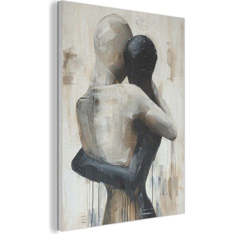 Acoustic Felt Wall Art Abstract - Love - Black and white - Modern 60x80 cm (1/5)