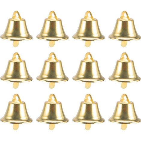 24 clochettes de Noël de 45 mm, décorations à suspendre pour porte et sapin de Noël, pour la maison et les fêtes (dorées)-Golden
