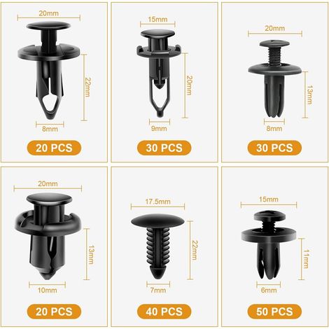 190 Pièces Clips Voiture, Rivet Clip Plastique Voiture Réparationn Automobile, Rivets en Plastique Attaches, Rivet Clip Plastique Fixation Universel Auto Panneaux Garniture de Portière (1/4)