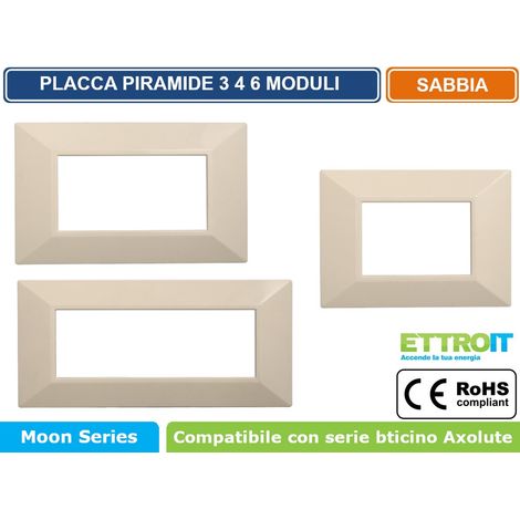 ETTROIT AN90409 Placca Piramide 4P Serie Moon Colore Sabbia Compatibile Con Bticino Axolute (1/4)