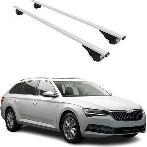 OMAC Barres de toit pour Skoda Superb III Break 2015-2024 – TÜV / DIN 75302:2019 – Antivol inclus – Charge max 75 kg – 2 barres Argent (1/4)