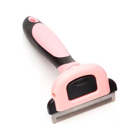 BUNTHAUS Peigne pour animaux de compagnie pour enlever les cheveux flottants couteau à cheveux chien épilation amincissement peigne à dents fines en acier inoxydable(rose moyen 58 dents) (1/5)