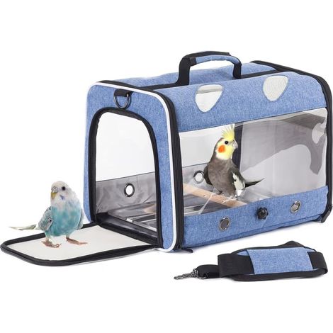1 Sac Transport Oiseau, Perchoir Bois, Bac Métal, Maille Respirante, Voyage Vétérinaire