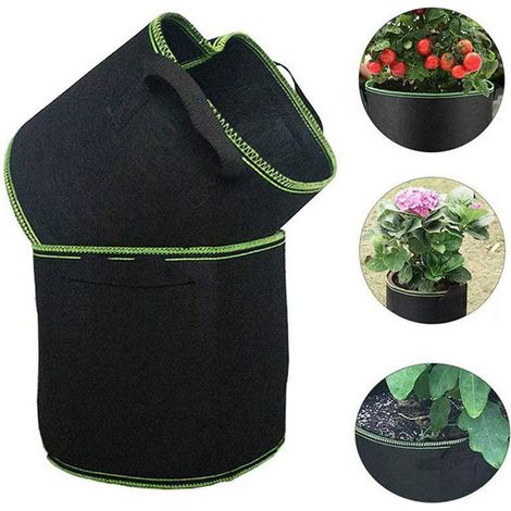 Lot de 5 sacs de plantation non tisse 30L avec poignee Noir (1/4)