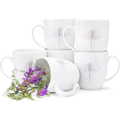 KONSIMO BOSS Becher-Set 380ml 6 Personen 6-tlg Porzellan, Weiß/Violett
