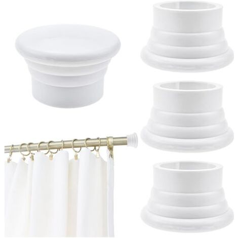 BUNTHAUS 4 Cache Tringle à Rideau Blanc,Embouts de Rideau,Embouts de Rideau en Plastique de 28mm en Forme de Colonne,Têtes D'Embouts Décoratifs de Remplacement pour Maison Bureau Tringle Romaine (1/5)