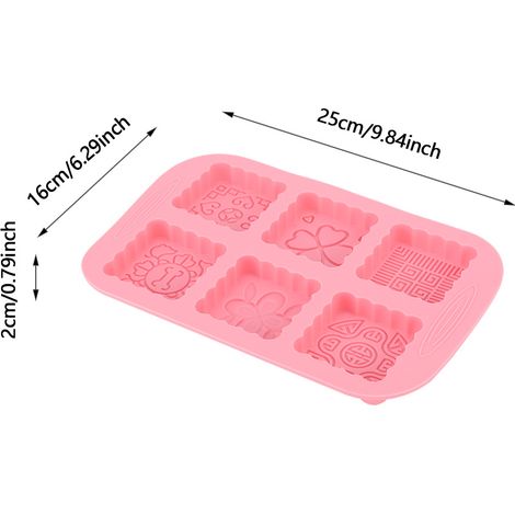 6-teilige, rosafarbene Silikon-Mondkuchenform (25 cm) – Ideal für Gebäck, Schokoladenkuchen, Seife, Eiscreme, mikrowellengeeignet, abwaschbar, einfach zuzubereiten (1/5)