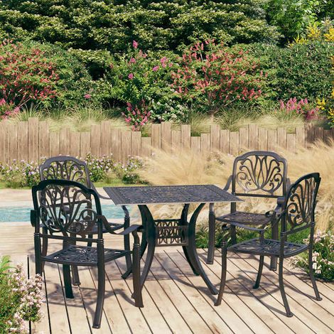 vidaXL Ensemble de bistro 5 pcs Aluminium coulé Noir (1/5)