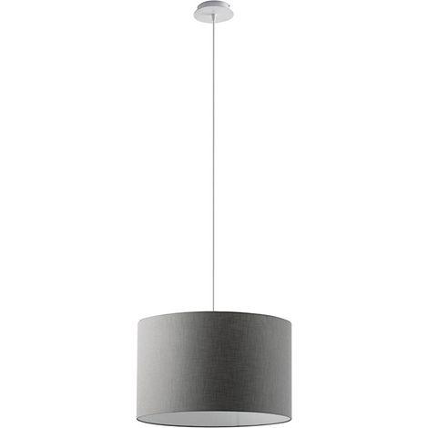 Lampada a Sospensione Rossini con Paralume Cilindrico Antracite - Struttura in Metallo Bianco - Attacco E27, Potenza 75W, IP20, Ø 48 x 30 x 150 cm (1/5)