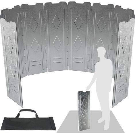 10 Plaques Pare-Vent Pliable en Alliage Acier inoxydable Portable Léger Pare-Vent Air Pare-Brise Pliable pour Rechaud de Camping, Pique-Nique Cuisinière à Gaz, 150cm (1/5)
