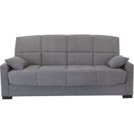 Canapé clic clac 3 places - Gris clair - Matelas 14 cm - 130 x 190 cm - MEGAN (1/5)