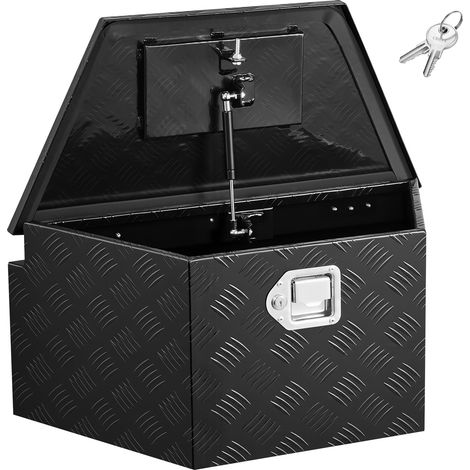 Mophorn Scatola portaoggetti per timone del rimorchio 660x330x305 mm in alluminio, cassone portautensili con serratura per rimorchio, capacità di carico 50 kg, contenitore per attrezzi, colore nero (1/5)