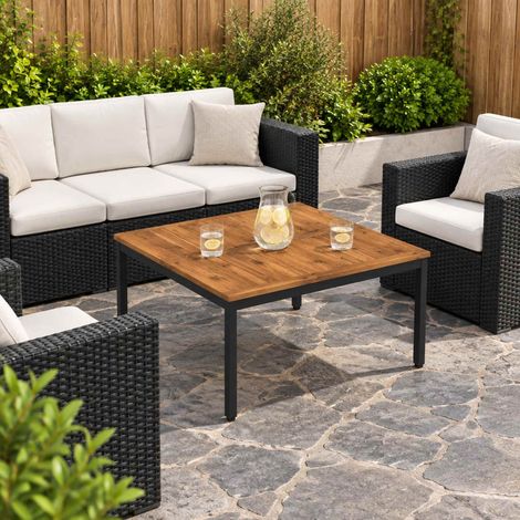vidaXL Coffee Table Natural and Black 98 x 100.5 x 45 cm (1/5)