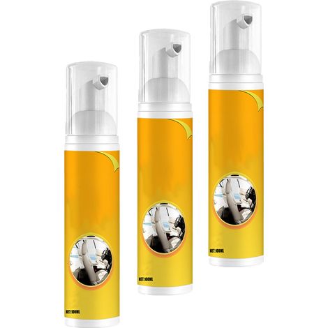 Nettoyant mousse auto 3 pièces, dégraissant puissant pour sièges, volant et intérieur véhicule, nettoyage en profondeur (1/5)