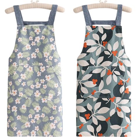 Tablier pour femme avec poches, tablier de chef fleuri ajustable et imperméable, idéal pour la cuisine, le jardinage, la préparation de repas, les barbecues ou la pâtisserie. (1/5)