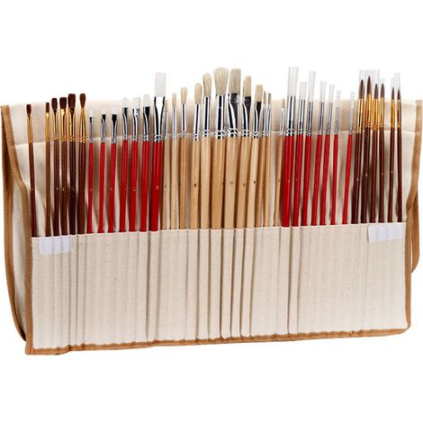 Lot de 38 pinceaux peinture avec étui en toile, set complet acrylique et aquarelle (1/5)