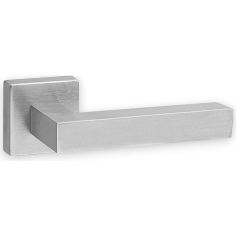 Maniglia per porta in acciaio inox satinato design elegante moderno con rosetta e bocchetta Austria (1/5)