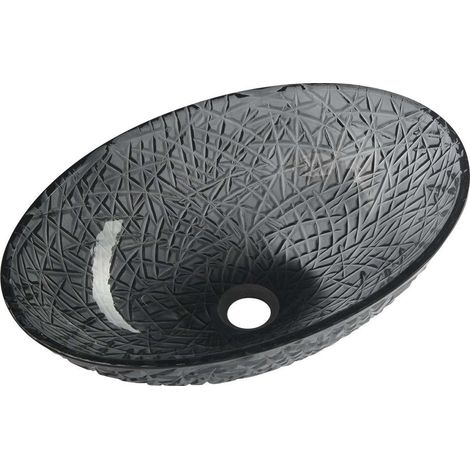 Sapho Beauty - Lavabo da appoggio, 50x36 cm, senza troppopieno, vetro nero TY305SG (1/5)