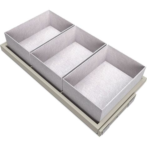 Emuca Set aus Tray set, 3 Organisationskörbe und Soft-Close-Führungsrahmen für Kleiderschränke, verstellbar, Modul 900mm, Steingrau (1/5)