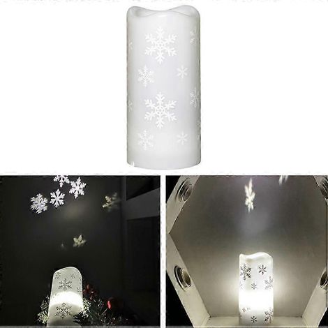 2-in-1 LED-Kerze ohne Flamme mit Lichtprojektor, funkelnde Weihnachtslampe, stimmungsvolle Beleuchtung für Zuhause, projiziertes Nachtlicht, festliches Geschenk (1/5)