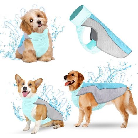 Kühlweste für Hunde, bequeme Verdunstungskühljacke, atmungsaktive Kühlweste für Haustiere, Sonnenschutzjacke für den Sommer (XL, blau) (1/5)
