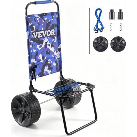 VEVOR Carrito de Playa con Ruedas Sólidas de PE Grandes para Arena, Plataforma de Carga de 380 x 386 mm, Carro de Arena Plegable, Carro Resistente para pícnica, Camp, Pesca, Playa, Jardinería (1/5)