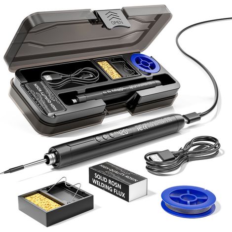 Fer à Souder Sans Fil,Température Réglable 200-420°C avec écran LCD,Recharge USB Electronique de Precision avec,Soudure et DIY,Portable d'extérieur.1 (1/5)