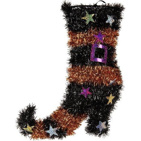 Décoration Murale de Noël en Forme de Botte en Plastique Noir 28 x 5 x 38 cm - PANGIVO (1/2)