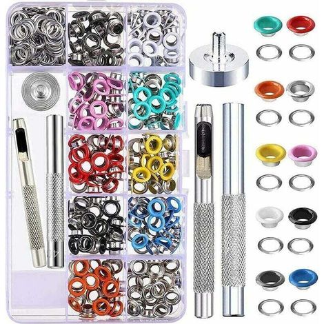 [JAMAIS UTILISÉ] Kit d'œillets 500 ensembles 5mm – 10 couleurs – Outils d'installation inclus – Résistance à la corrosion – Pour vêtements et bricolage